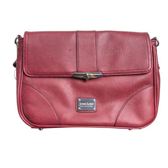Womens Red Faux Leather Jenna Kator Collection Shoulder Bag Purse - Picture 1 of 8